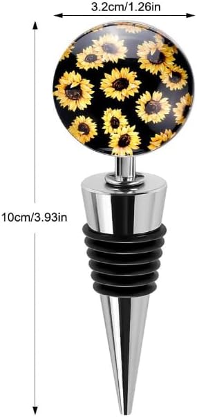 Sunflower Decorative Wine Stoppers, Wine Bottle Stopper with Beautiful Art Glass,Beverage Bottle Stoppers For Gifts, Bar, Holiday Party, Wedding, Wine Stoppers, Wine Stoppers and Pourers (2H820)