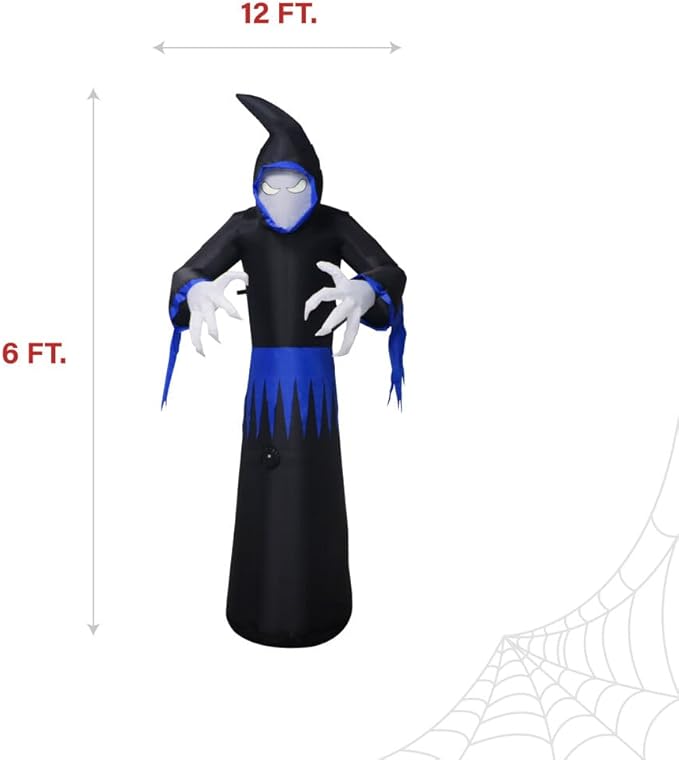 Haunted Hill Farm 8-Ft Tall Grim Reaper Blow Up Inflatable with Lights and Music, Outdoor Halloween Inflatable Decoration for Lawn and Yard, Giant Spooky Holiday Decor