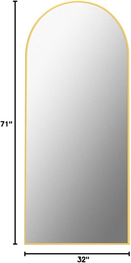 Antok Arched Full Length Mirror, 71"x32" Arched Floor Mirror, Glassless Mirror Full Length with Stand, Floor Mirrors Freestanding, Wall Mounted Mirrors for Bedroom Living Room, Gold
