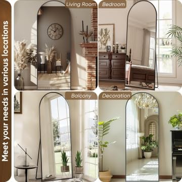 Full Length Mirror, 58"x19" Arch Floor Mirror, Floor Standing Mirror Freestanding Arch Full Body Mirrors with Stand for Bedroom, Hanging Mounted Mirrors for Living Room Cloakroom, Black