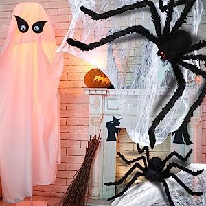 Halloween Outdoor Decorations Giant Spider, 10Ft Scary Large Spider Props for Yard Lawn Halloween Outside Decor and Indoor Party Decor, Black