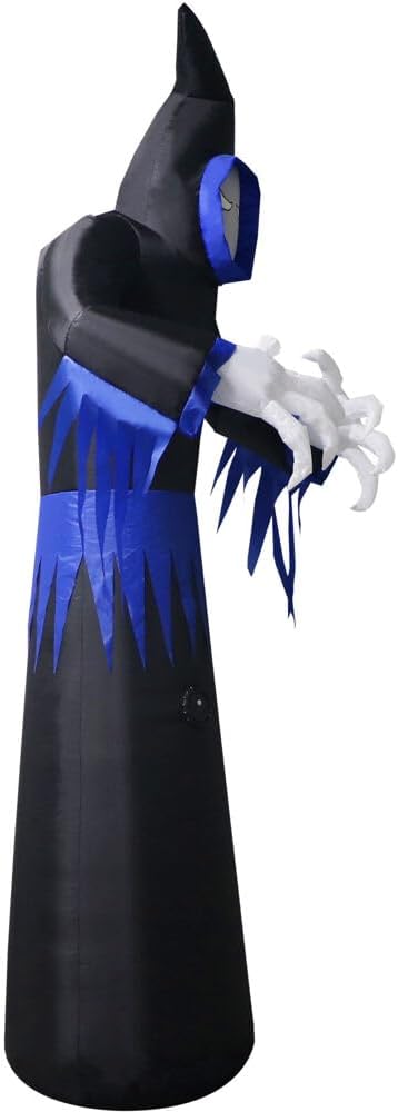 Haunted Hill Farm 8-Ft Tall Grim Reaper Blow Up Inflatable with Lights and Music, Outdoor Halloween Inflatable Decoration for Lawn and Yard, Giant Spooky Holiday Decor
