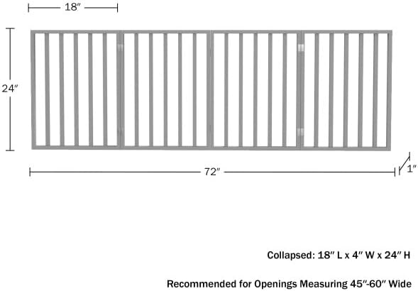 Pet Gate - 4-Panel Indoor Foldable Dog Fence for Stairs, Hallways, or Doorways - 72x24-Inch Retractable Wood Freestanding Dog Gates by PETMAKER (Gray)