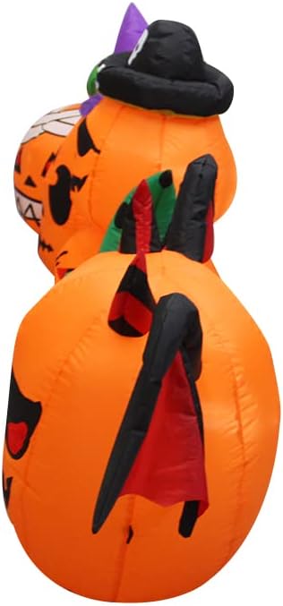 Amazingforless (4ft-12ft) Halloween LED Inflatable Decoration w/Blower Spooky Blow Ups (Frankenstein, Dragon, Ghost, Pumpkin, Skeleton Dog,Tree, Witch, Bathroom, Archways) (Pumpkin Family - 8ft)…