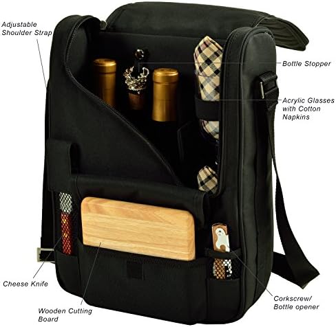 Texas University at Austin Longhorns Licensed Deluxe Wine Carrier with Wine Glasses and Accessories for Two Assembled & Quality Approved in The USA