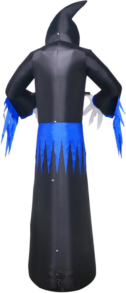 Haunted Hill Farm 8-Ft Tall Grim Reaper Blow Up Inflatable with Lights and Music, Outdoor Halloween Inflatable Decoration for Lawn and Yard, Giant Spooky Holiday Decor