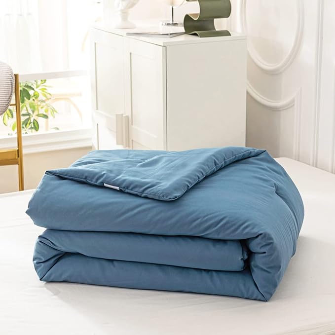 Cottonight Blue Comforter Sets California King Lake Blue Bedding Set Women Men Blanket Quilts Breathable Soft Solid Cal King Bedding Comforter Sets