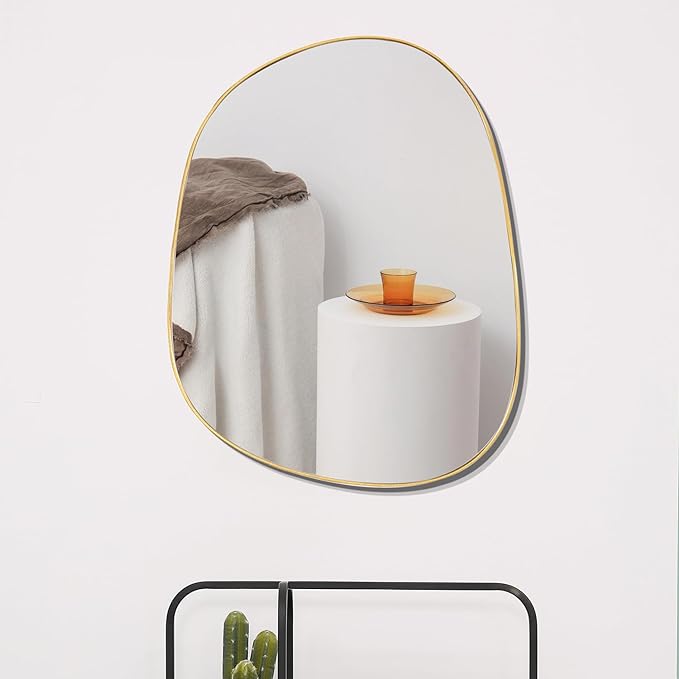 Asymmetrical Mirror for Wall Decor 27"*35", Modern Gold Framed Wall Mirror for Living Room Bathroom Bedroom Entryway ELE-STOU-0063Gold