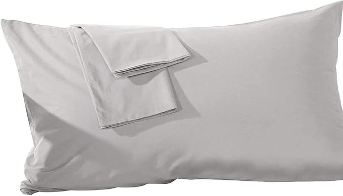 Travel Pillowcase 16 x 20 Inch, 100% Egyptian Cotton Set of 2 Toddler Pillowcase Zipper Closer 600 Thraed Count - Toddler Travel 16x20 Zipper, Silver Solid