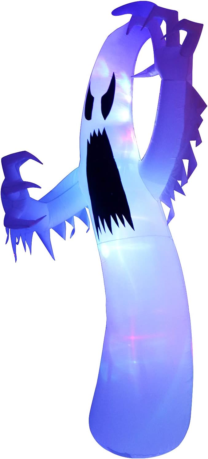 Sizonjoy 12 Ft Giant Halloween Inflatable Ghost, Blow Up Halloween Decorations Built-in LED Lights for IndoorOutdoor Yard Garden Includes Stakes
