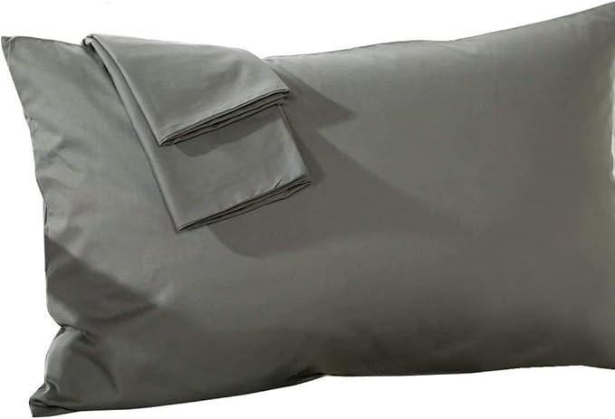 Travel Pillowcase 14 x 20 Inch, 100% Egyptian Cotton Set of 2 Toddler Pillowcase Zipper Closer 600 Thraed Count - Toddler Travel 14x20 Zipper, Dark Grey Solid