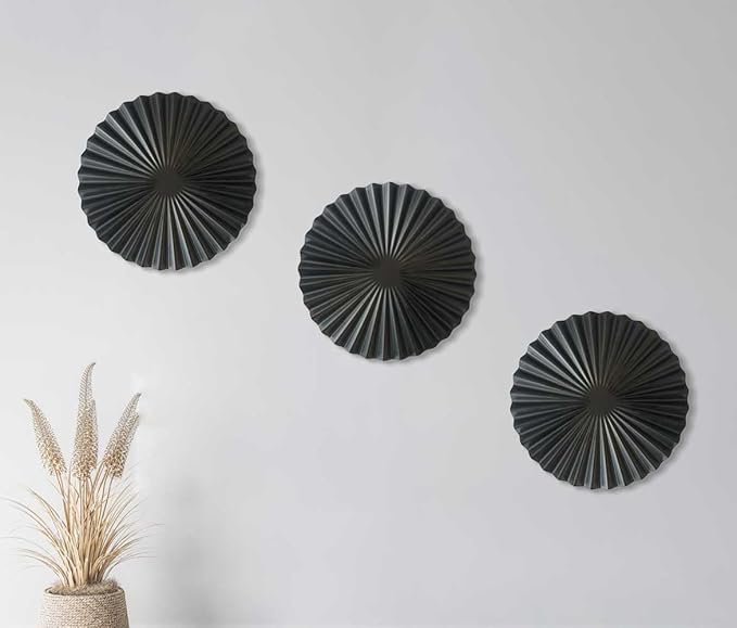 ITrixgan Round Metal Wall Decor Above Couch Hanging Black Modern Art For Farmhouse Home Office Decorative Gothic Room Decor Set of 3