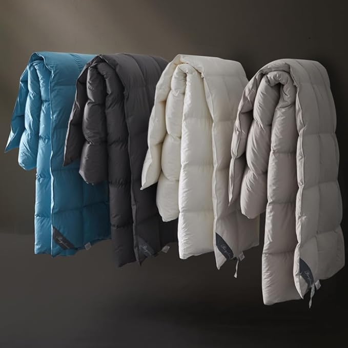 Royoliving Premium Feathers Down Duvet Insert Comforter Queen Size Heavyweight Thickened Winter White 100% Cotton Cover with Corner Tabs (90x90, 60 oz)