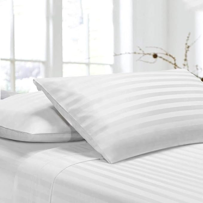 Euro Shams Pillow Covers 20" x 26" 2 Pack No Insert 600 Thread Count 100% Egyptian Cotton Square Throw Pillowcovers Smooth Feel Pillow Sham for Bedroom, Hotel, Home Decor Cushion Cover White Stripe
