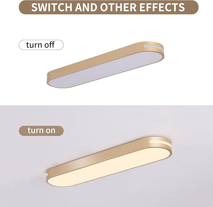Becailyer 23.6" Modern LED Ceiling Light, Dimmable Flush Mount Ceiling Lamp, 60W Metal Ceiling Chandelier Lighting Fixture for Living Room Bedroom Dining Room Office Hallway Aisle Closet, Gold