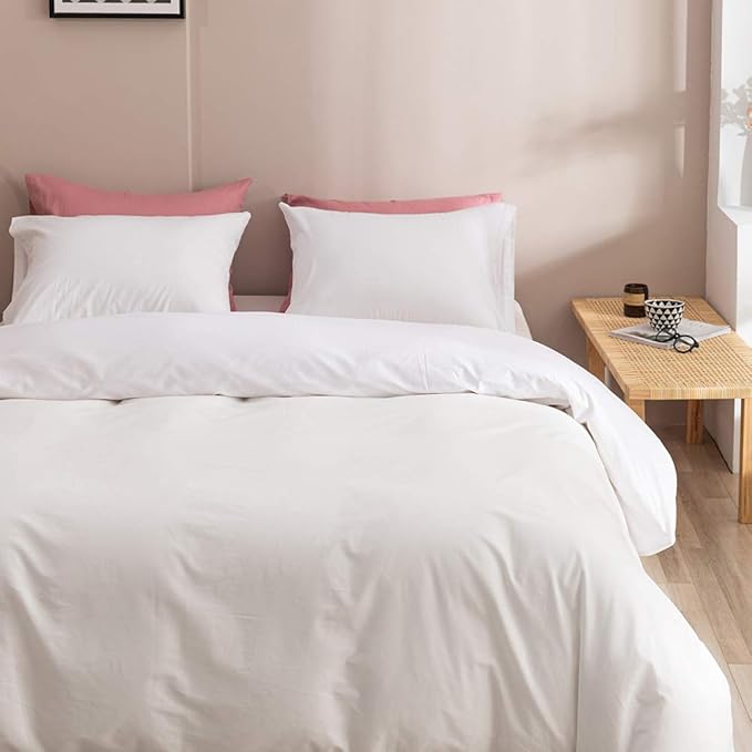 Wellboo White Comforter Sets King Size Solid Color Bedding Comforters Plain Light Color Quilts Modern White Warm Blankets Women Men Durable Comforters Soft Health Bedding