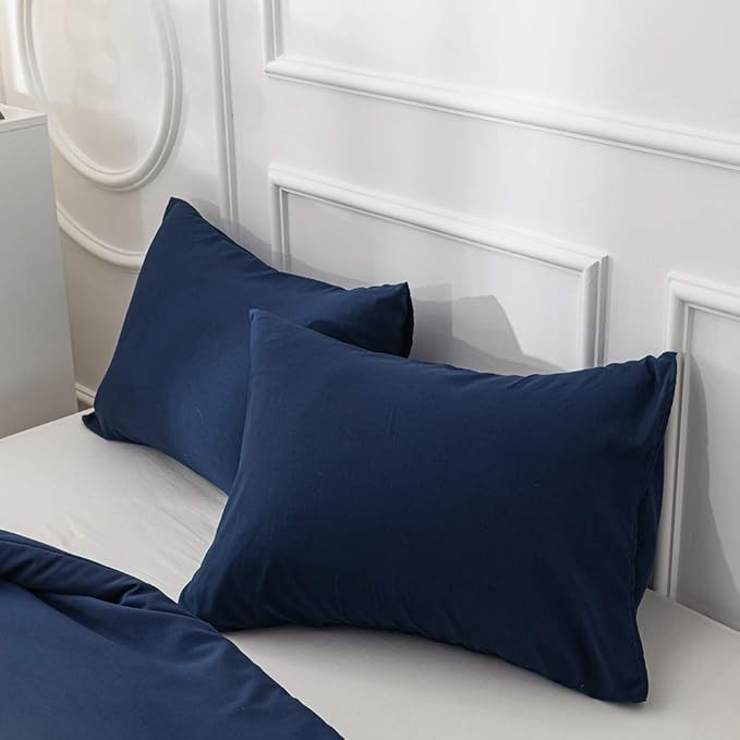 Wellboo Dark Blue Comforter Sets Full Size Men Boys Navy Blue Bedding Comforters Women Solid Dark Color Minimalist Quilts Adults Plain Blue Comfy Comforters Modern Classic Deep Blue Bed Durable