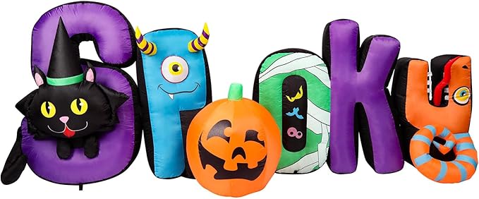WONDER GARDEN Halloween Inflatable Outdoor Decoration - Spooky Blow Up Halloween Inflatables with Black Cat and Pumpkin Yard Party Garden Lawn Decor