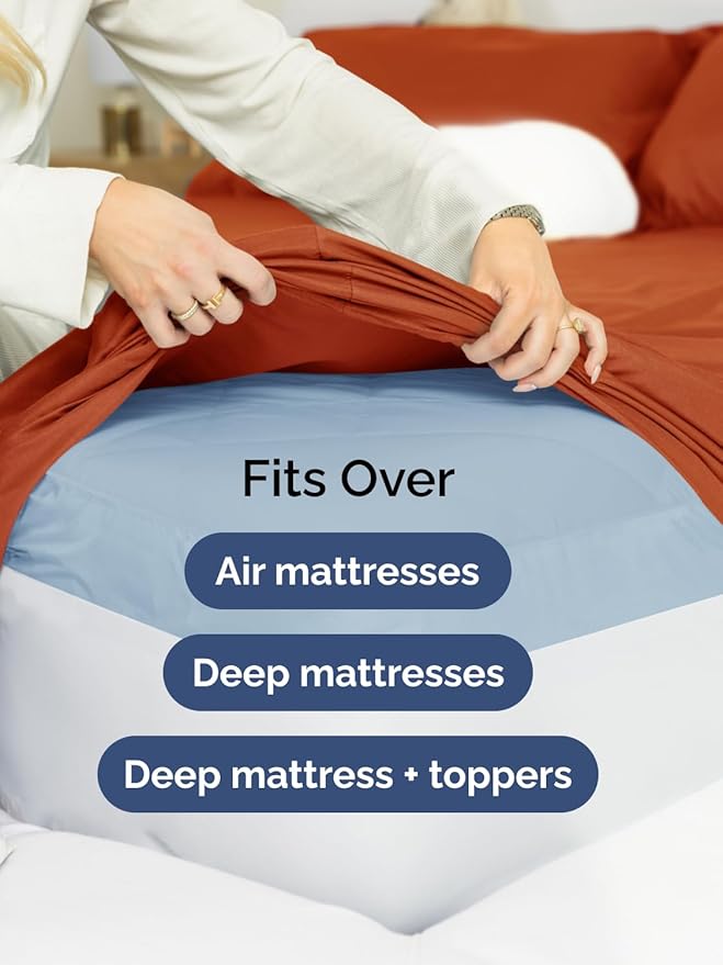 Extra Deep Twin XL Sheet Set - 4 Piece Breathable and Cooling Sheets - Hotel Luxury Bed Sheets Set - Easy Fit - Soft, Wrinkle Free and Comfy Sheets Set - Terracotta Sheet Set with Extra Deep Pockets