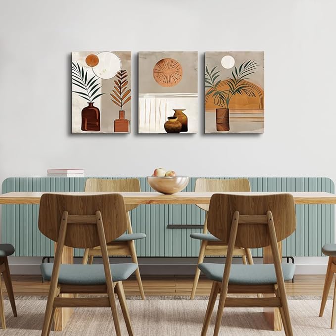 DZRWUBHS Boho Wall Art Prints Wall Decor for Bedroom Canvas Wall Art for Living Room Office Decoration Paintings Leaf Abstract Wall Pictures Artwork Modern Minimalist Home Decor 3 Pcs Ready To Hang