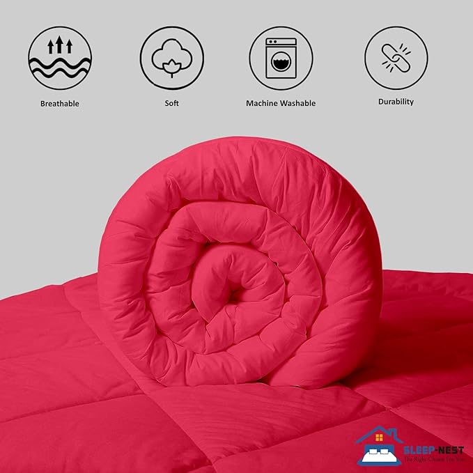 SLEEP-NEST Hotel Luxury Eastern King 118x110 Inch Weighted Down Alternative Pinch Pleat 1 Piece Comforter with 8 Tabs/Loops 400 GSM-Box Stitched Duvet Insert Extra Large Breathable - Hot Pink