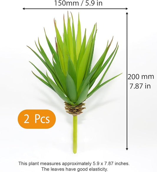 LJY 2 Pieces Realistic Artificial Faux Succulent Yucca Vera Greenhouse Small Plants Unpotted for Home Garden Decoration (Spring Green)