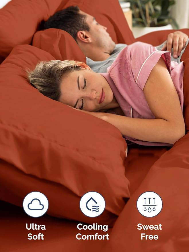 Extra Deep Twin XL Sheet Set - 4 Piece Breathable and Cooling Sheets - Hotel Luxury Bed Sheets Set - Easy Fit - Soft, Wrinkle Free and Comfy Sheets Set - Terracotta Sheet Set with Extra Deep Pockets
