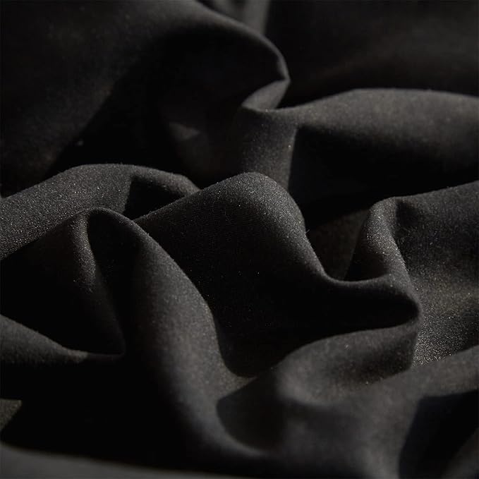 Wellboo Black Comforter King Size Solid Color Bedding Set Soft 3 Pieces Dark Black Quilt Comforters Lightweight All Seasons Minimalist Design Bedding for Women Men Vintage Bedding