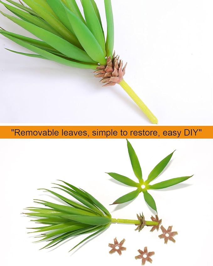 LJY 2 Pieces Realistic Artificial Faux Succulent Yucca Vera Greenhouse Small Plants Unpotted for Home Garden Decoration (Spring Green)