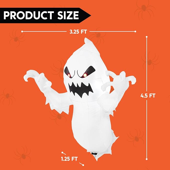 Joiedomi 4.5 FT Halloween Inflatable Ghost with Build-in LEDs, Blow Up Flying Ghost Broke Out from Window for Halloweeen Window Decorations, Yard, Garden, Lawn Decoration