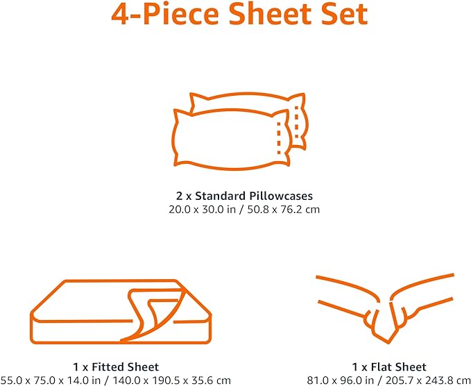 Amazon Basics Kid's Soft Easy-Wash Lightweight Microfiber 4-Piece Sheet Set, Full, Bright Aqua, Solid