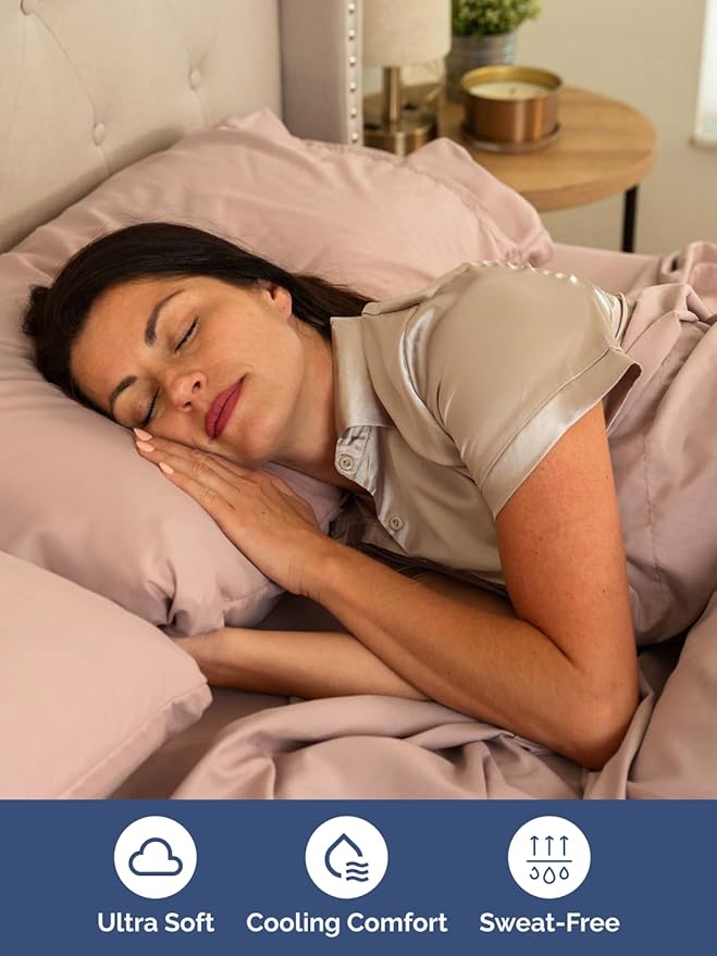 Extra Deep King Sheet Set - 6 Piece Breathable and Cooling Sheets - Hotel Luxury Bed Sheets Set - Easy & Secure Fit - Soft, Wrinkle Free and Comfy Sheets Set - Mauve Sheet Set with Extra Deep Pockets
