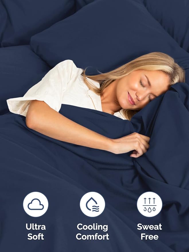 Extra Deep Cal King Sheet Set - 6 Piece Breathable and Cooling Sheets - Hotel Luxury Bed Sheets Set - Easy Fit - Soft, Wrinkle Free and Comfy Sheets Set - Navy Blue Sheet Set with Extra Deep Pockets