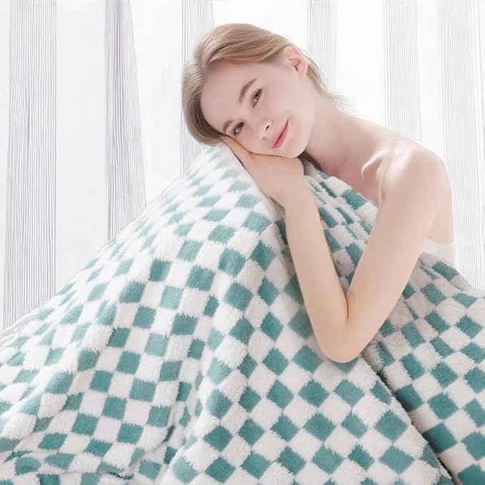 Soft Checkered Baby Blankets for Unisex Girls or Boys Breathable Gender Neutral Nursery Double Layer Blankets with Dotted Backing for Newborn Toddlers (30” X 40”)