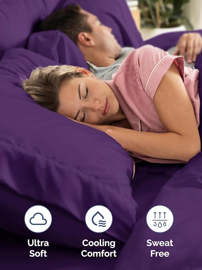 Extra Deep Twin XL Sheet Set - 4 Piece Breathable & Cooling Sheets - Hotel Luxury Bed Sheets Set - Easy & Secure Fit - Soft, Wrinkle Free & Comfy Sheets Set - Purple Sheet Set with Extra Deep Pockets