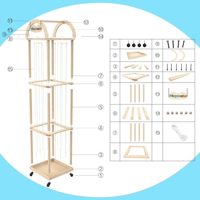 Stuffed Animal Storage & Organizer, 61" High Wooden Zoo Toy Holder for Toddler Rooms, Playrooms & Bedrooms