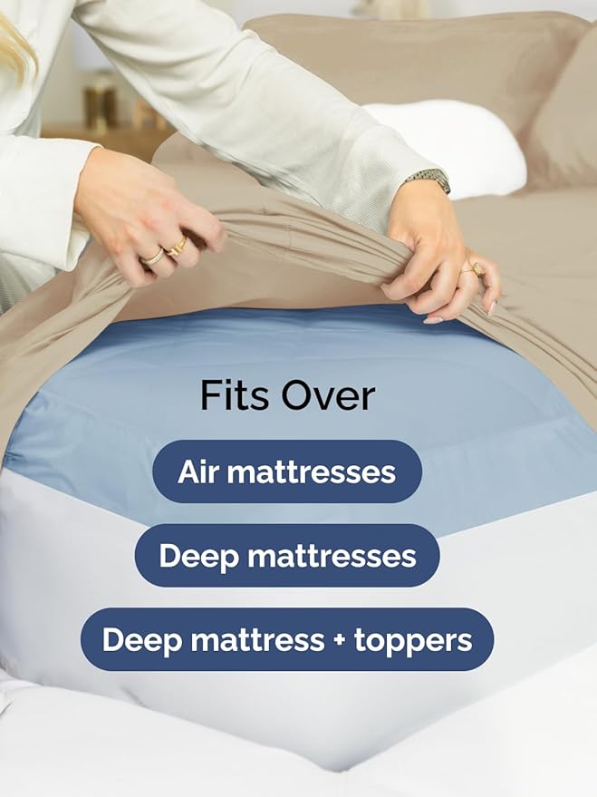 Extra Deep Queen Sheet Set - 6 Piece Breathable and Cooling Sheets - Hotel Luxury Bed Sheets Set - Easy & Secure Fit - Soft, Wrinkle Free and Comfy Sheets Set - Cream Sheet Set with Extra Deep Pockets