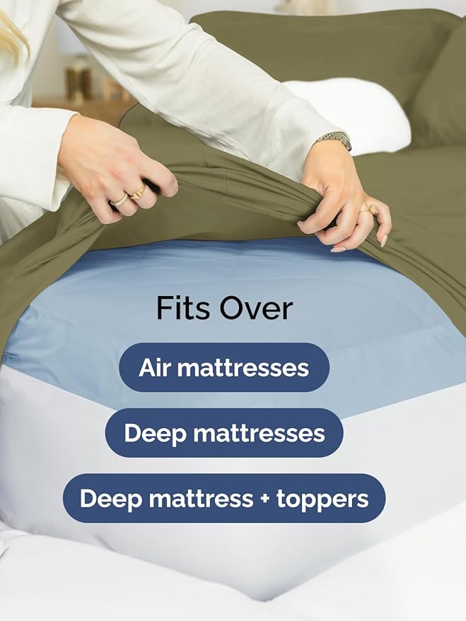 Extra Deep Full Sheet Set - 6 Piece Breathable & Cooling Sheets - Hotel Luxury Bed Sheets Set - Easy & Secure Fit - Soft, Wrinkle Free & Comfy Sheets Set - Sage Green Sheet Set with Extra Deep Pockets