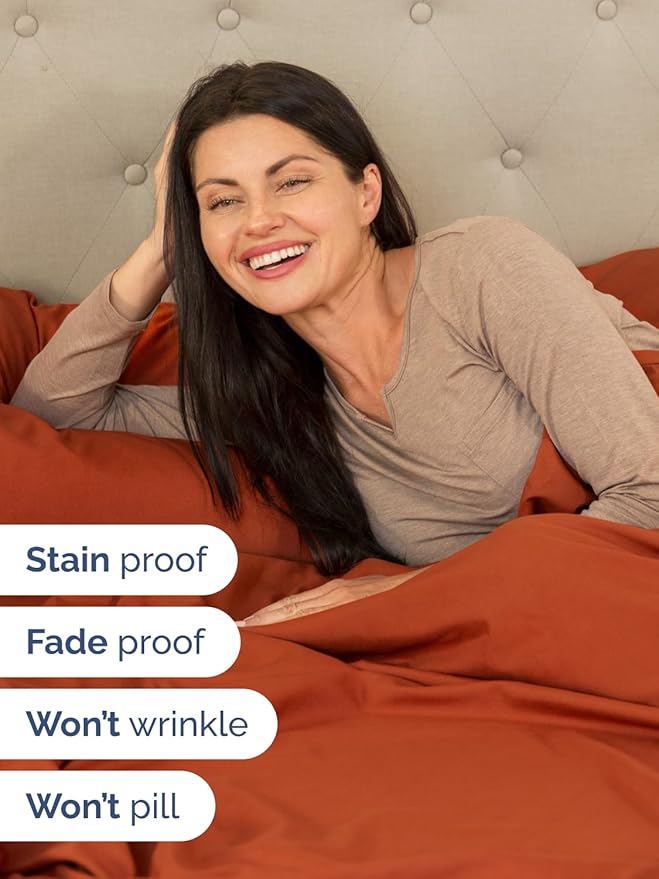 Extra Deep Twin XL Sheet Set - 4 Piece Breathable and Cooling Sheets - Hotel Luxury Bed Sheets Set - Easy Fit - Soft, Wrinkle Free and Comfy Sheets Set - Terracotta Sheet Set with Extra Deep Pockets