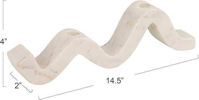 Bloomingville Marble Wave Double Taper Candle Holder, White