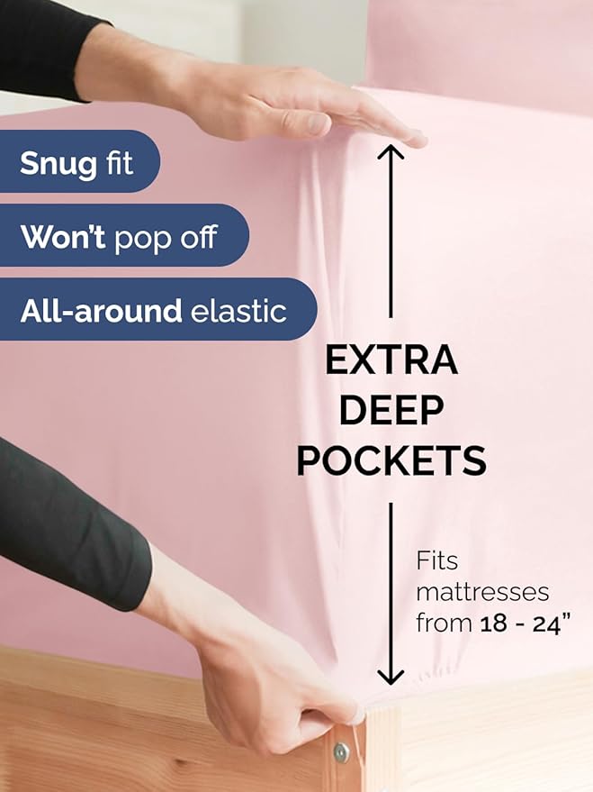 Extra Deep Full Sheet Set - 6 Piece Breathable and Cooling Sheets - Hotel Luxury Bed Sheets Set - Easy Fit - Soft, Wrinkle Free and Comfy Sheets Set - Lavender Pink Sheet Set with Extra Deep Pockets