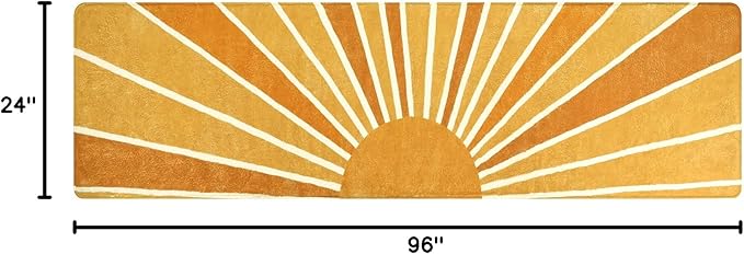 Lahome Boho Runners Rug for Hallway - 2x8 Non-Slip Washable Kitchen Runner Rug Low-Pile Soft Throw Entryway Rug Runner Rainbow Sun Print Abstract Carpet Runner for Laundry Room Bathroom Living Room