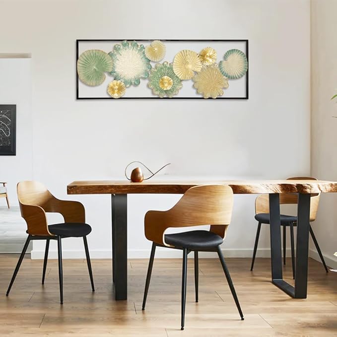 Metal Wall Art, Set of 2 Large Mordern Rectangular Wall Panels, Abstract Minimalist Flower Wall Décor for Living Room, Bedroom, Kitchen, Hallway Decoration