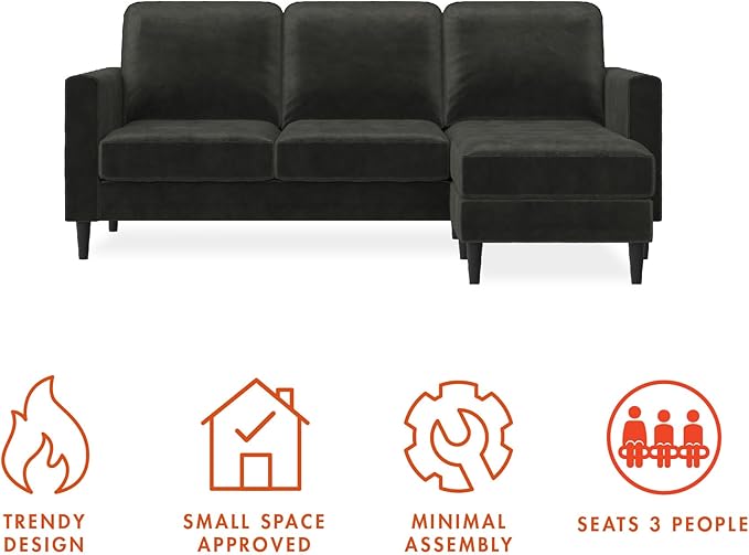 CosmoLiving by Cosmopolitan Strummer Reversible Sectional Couch, Light Gray Sofa, Sectional Couch