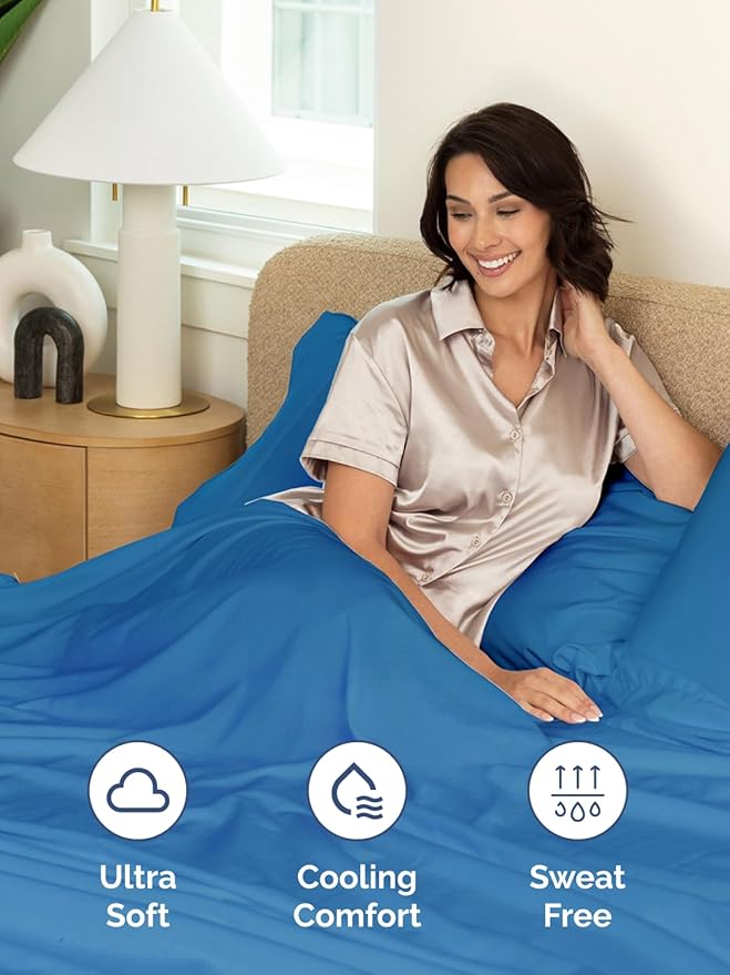 Extra Deep Split King Sheet Set - 7 Piece Breathable & Cooling Sheets - Hotel Luxury Bed Sheets Set - Easy Fit - Soft, Wrinkle Free & Comfy Sheets Set - Royal Blue Sheet Set with Extra Deep Pockets