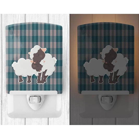 Caroline's Treasures BB8590CNL Sheep Ceramic Night Light Compact, UL-Certified, Ideal for Bedroom, Bathroom, Nursery, Hallway, Kitchen, 6x4x3, Multicolor