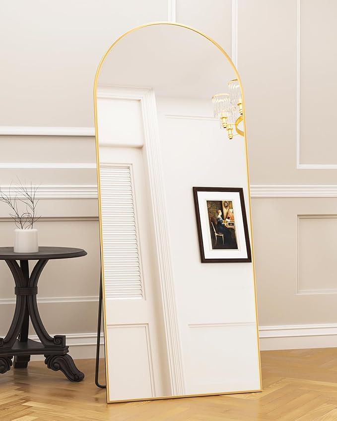 Antok Arched Full Length Mirror, 71"x32" Arched Floor Mirror, Glassless Mirror Full Length with Stand, Floor Mirrors Freestanding, Wall Mounted Mirrors for Bedroom Living Room, Gold