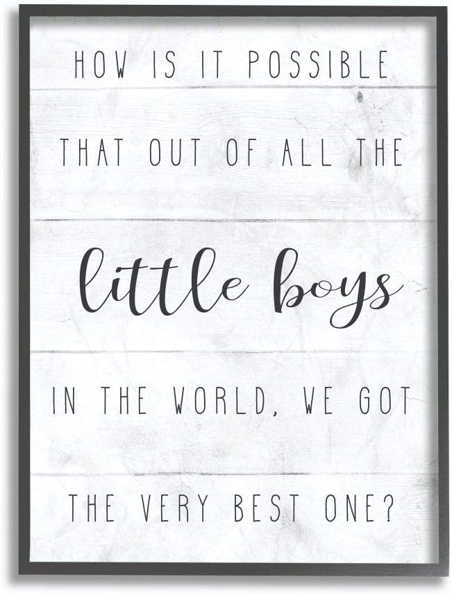 Stupell Industries Best Little Boy Family Kids Home Inspirational Word, Design by Artist Daphne Polselli Wall Art, 24 x 30, Black Framed