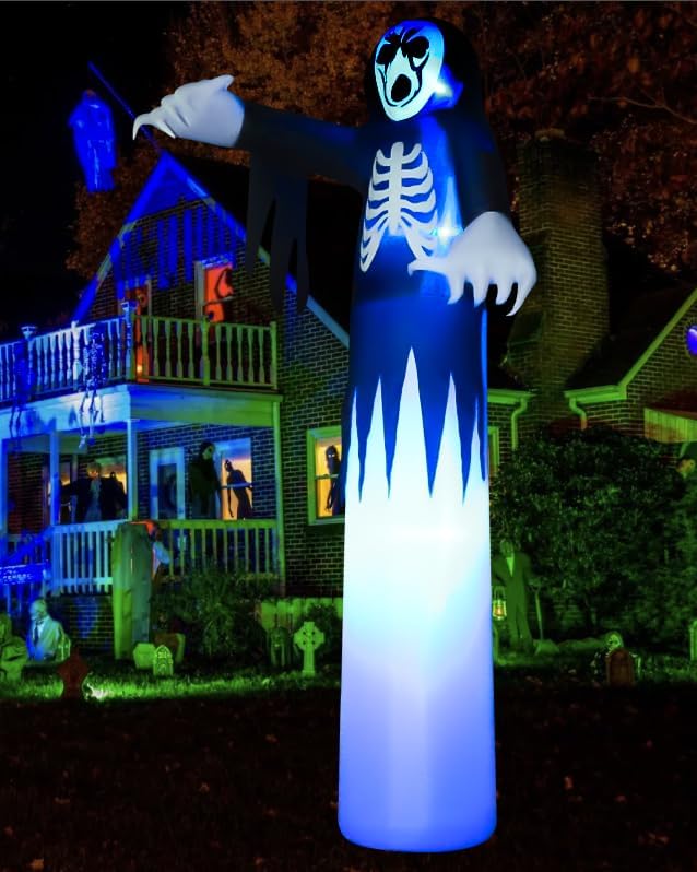 Toodour 12FT Halloween Inflatables Outdoor Decorations Ghost - Blow Up Yard Decorations for Halloween Party, Built-in Blue LED Lights, Super Tall Inflatable Ghost Decor for Outdoor Garden