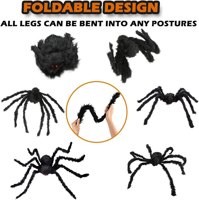Halloween Outdoor Decorations Giant Spider, 10Ft Scary Large Spider Props for Yard Lawn Halloween Outside Decor and Indoor Party Decor, Black